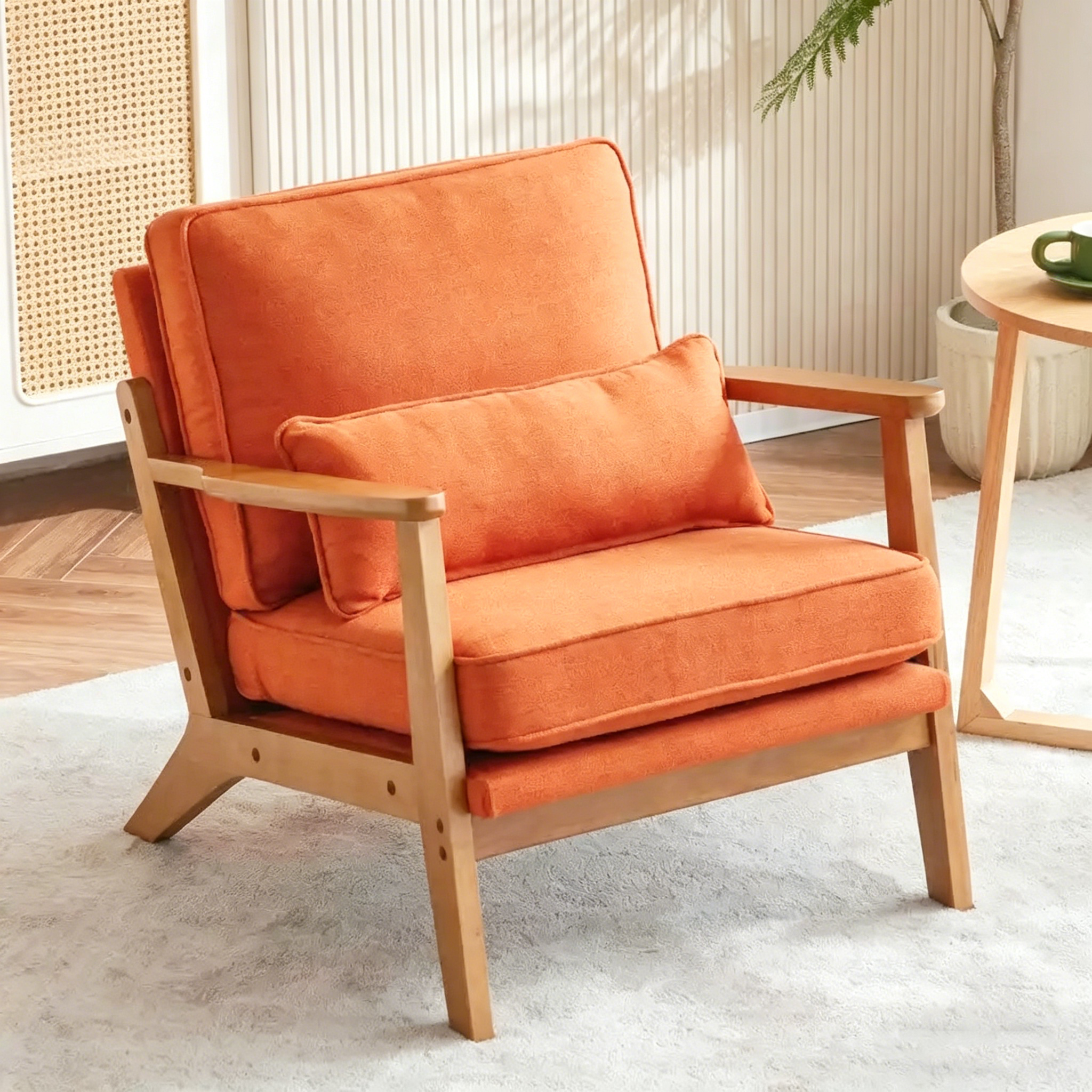 Chaise longue rembourrée en mélange de lin beige
