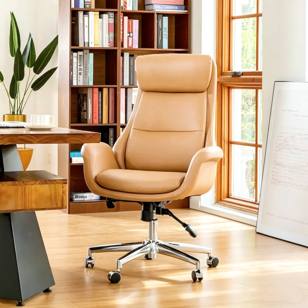 Chaise de bureau pivotante réglable en similicuir