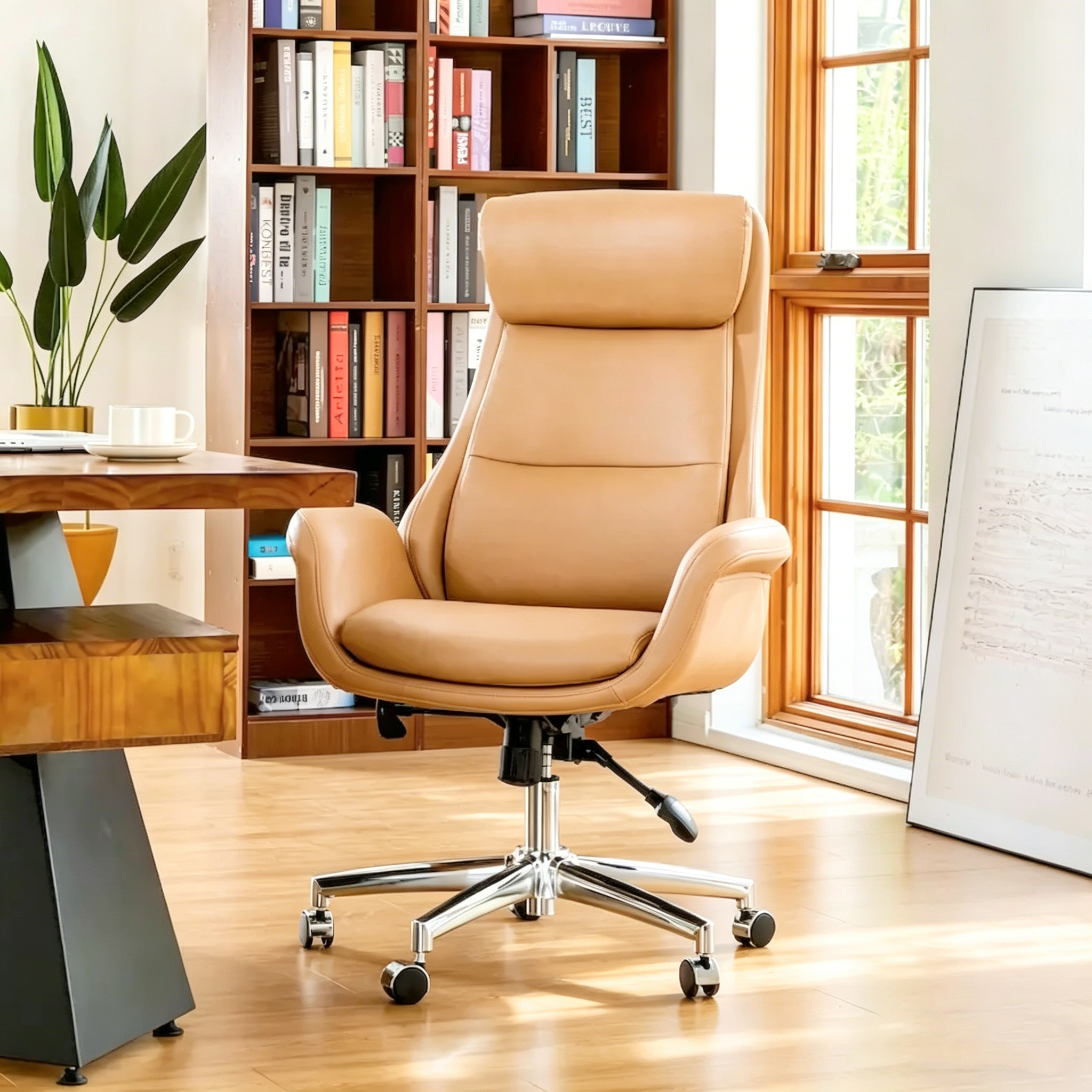 Chaise de bureau pivotante réglable en similicuir