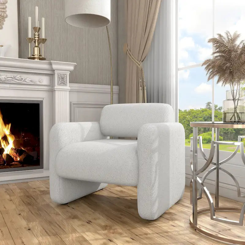 Fauteuil moderne en tissu à dossier arrondi