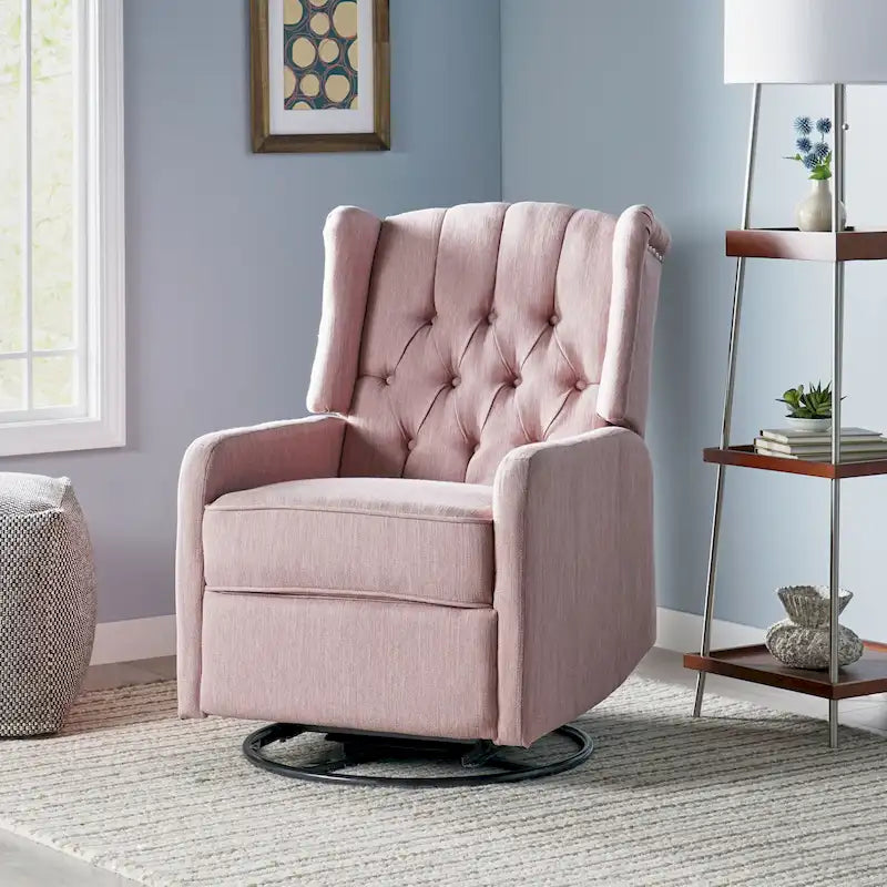 Fauteuil pivotant capitonné moderne avec dossier à oreilles