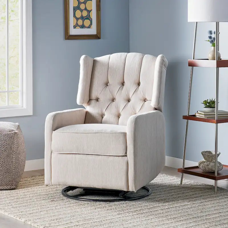Fauteuil pivotant capitonné moderne avec dossier à oreilles