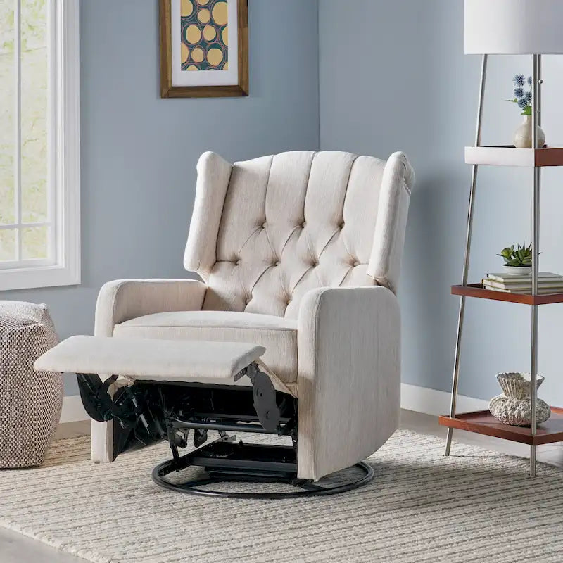 Fauteuil pivotant capitonné moderne avec dossier à oreilles