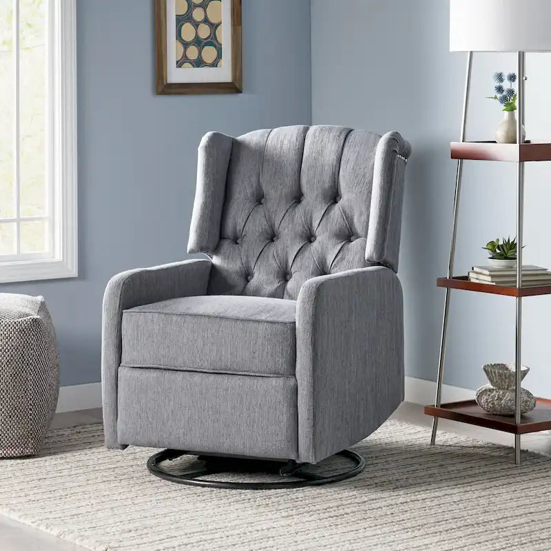 Fauteuil pivotant capitonné moderne avec dossier à oreilles
