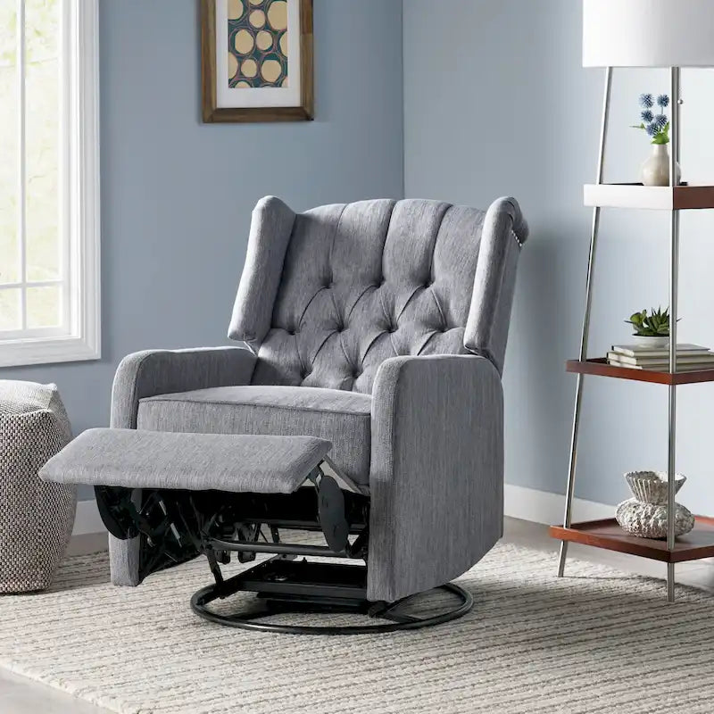 Fauteuil pivotant capitonné moderne avec dossier à oreilles