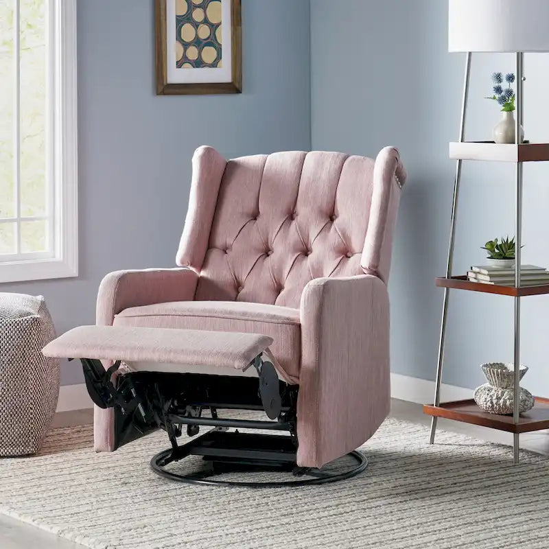 Fauteuil pivotant capitonné moderne avec dossier à oreilles