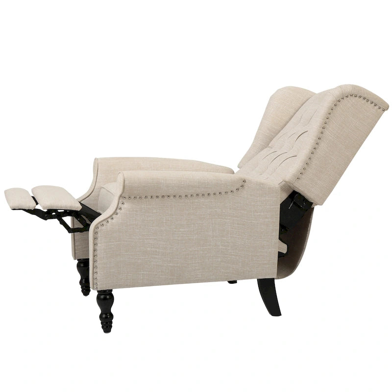 Fauteuil de salon à oreilles en tissu capitonné