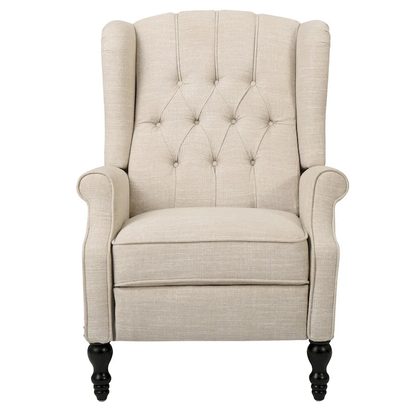 Fauteuil de salon à oreilles en tissu capitonné