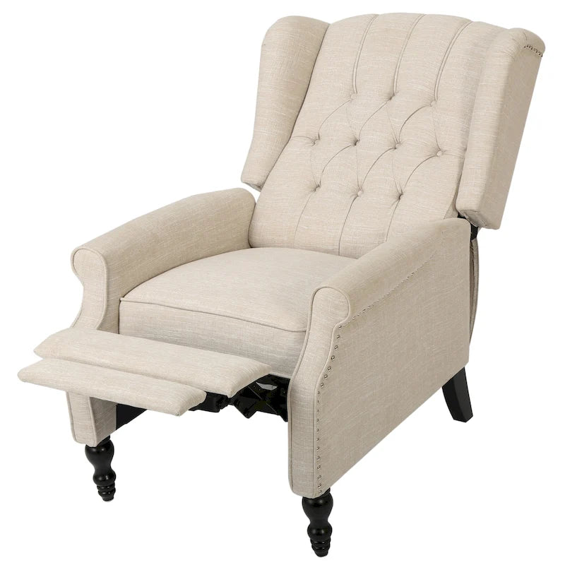 Fauteuil de salon à oreilles en tissu capitonné