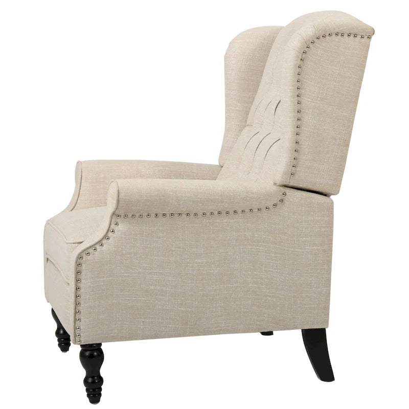 Fauteuil de salon à oreilles en tissu capitonné