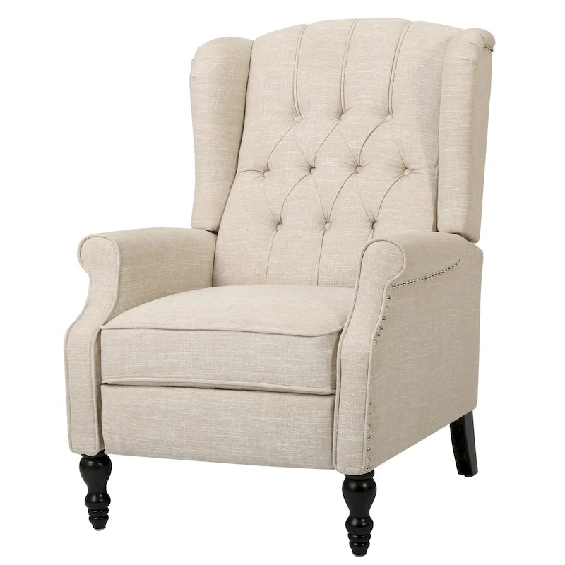 Fauteuil de salon à oreilles en tissu capitonné