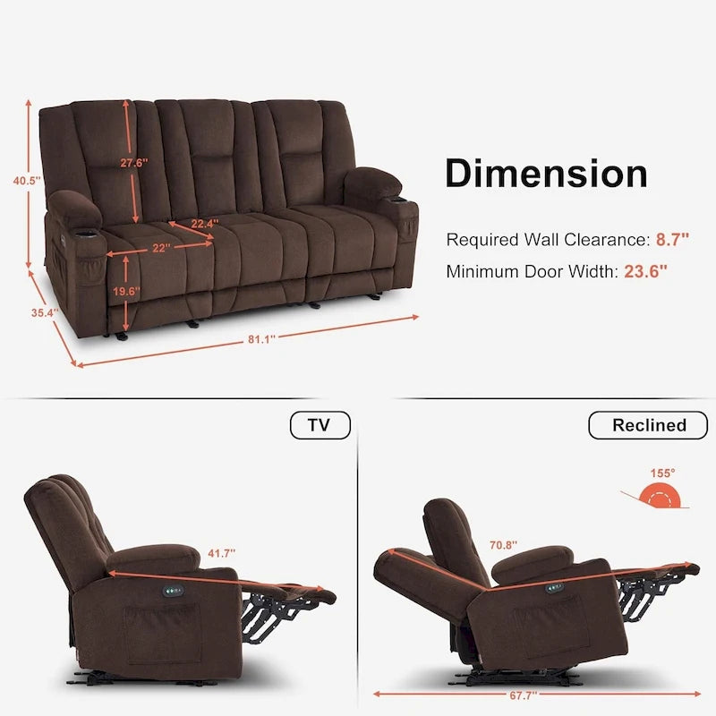 Fauteuil inclinable massant lombaire chauffant électrique