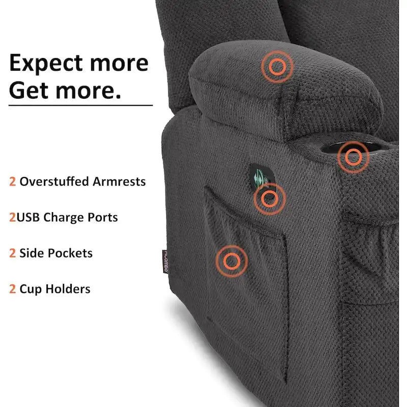 Fauteuil inclinable massant lombaire chauffant électrique