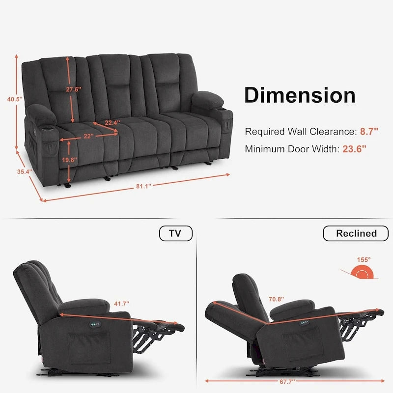 Fauteuil inclinable massant lombaire chauffant électrique