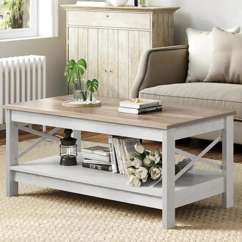 Table basse de style rustique avec fonction de rangement