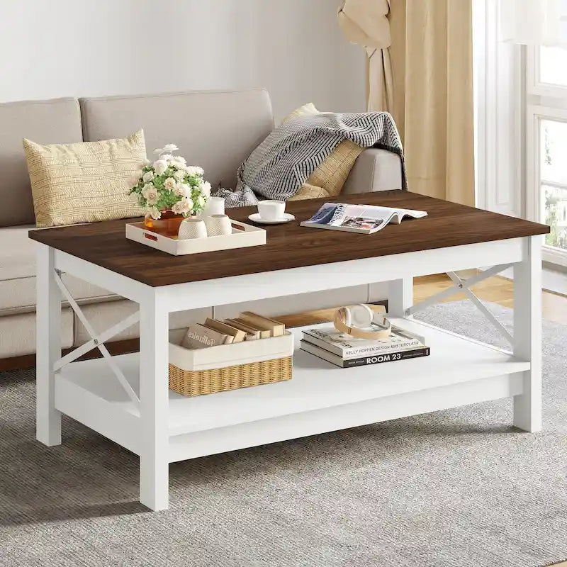 Table basse de style rustique avec fonction de rangement