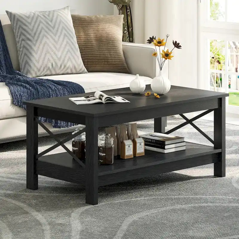 Table basse de style rustique avec fonction de rangement