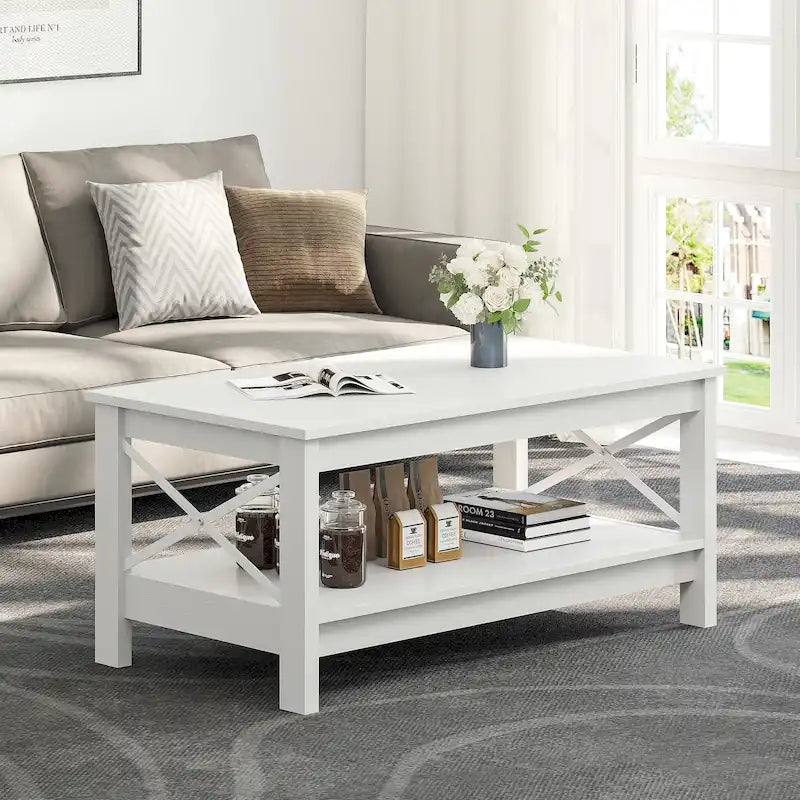 Table basse de style rustique avec fonction de rangement