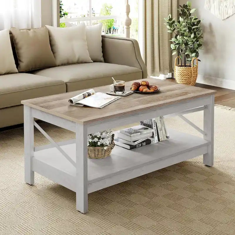 Table basse de style rustique avec fonction de rangement