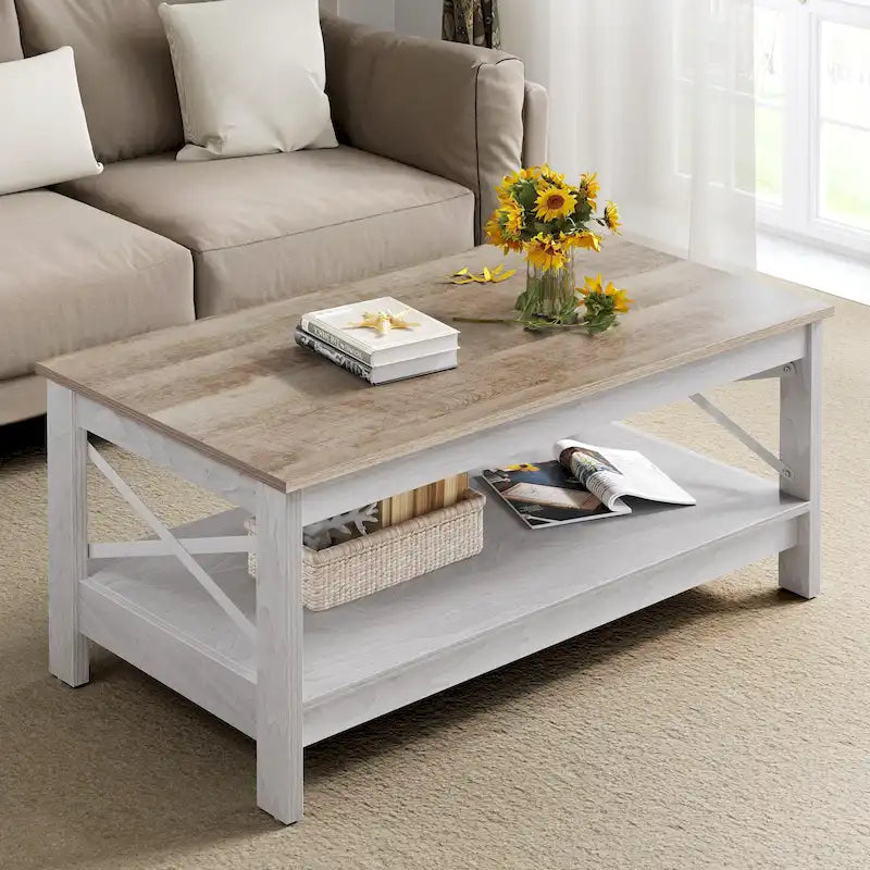 Table basse de style rustique avec fonction de rangement