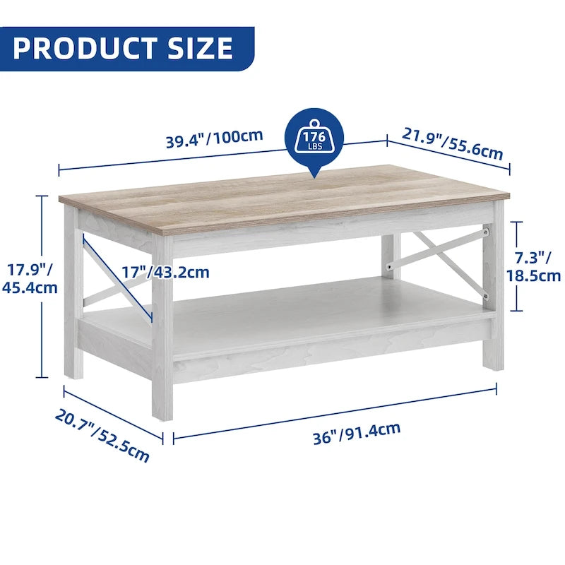 Table basse de style rustique avec fonction de rangement