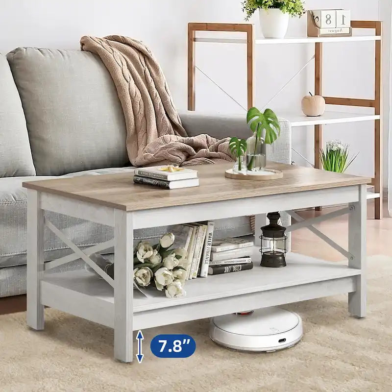 Table basse de style rustique avec fonction de rangement