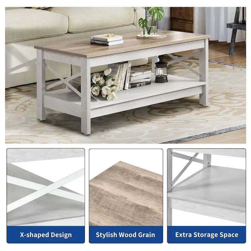 Table basse de style rustique avec fonction de rangement