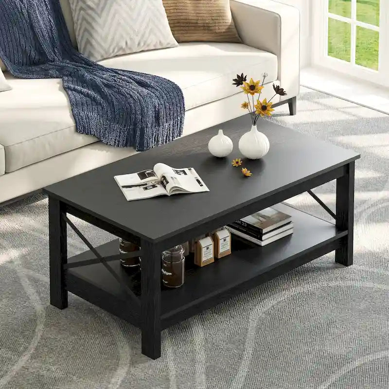 Table basse de style rustique avec fonction de rangement