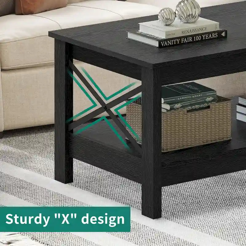 Table basse de style rustique avec fonction de rangement