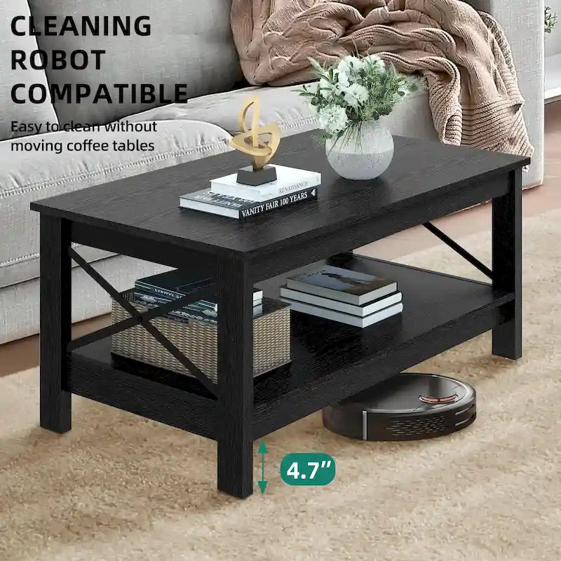 Table basse de style rustique avec fonction de rangement