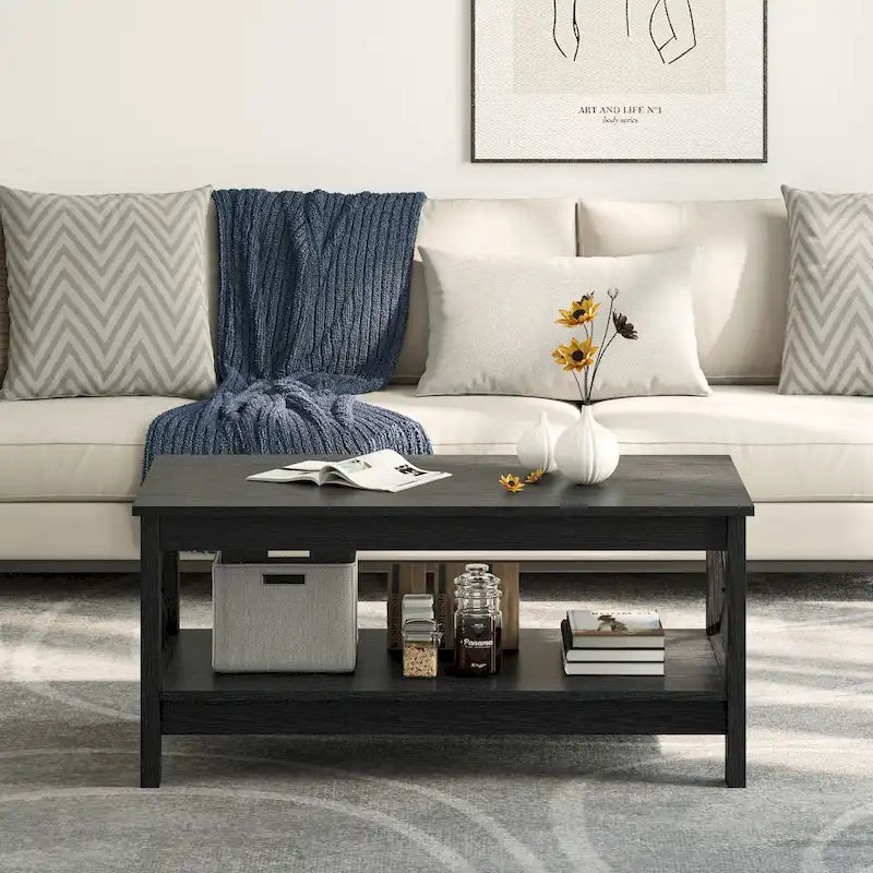 Table basse de style rustique avec fonction de rangement