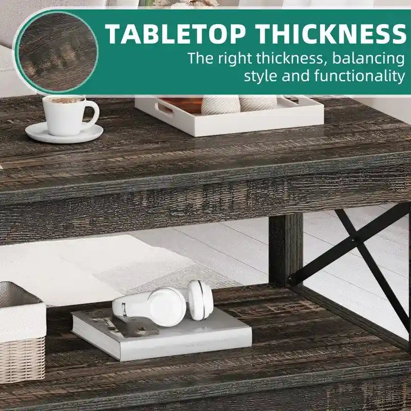 Table basse de style rustique avec fonction de rangement