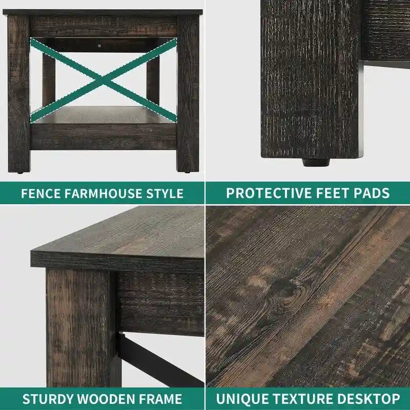 Table basse de style rustique avec fonction de rangement