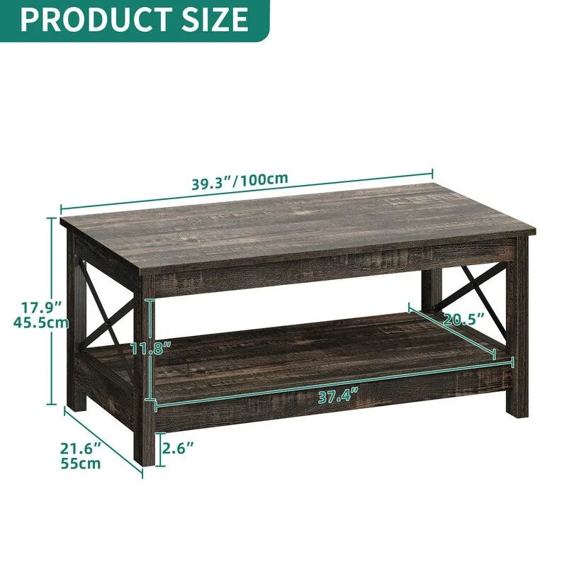 Table basse de style rustique avec fonction de rangement