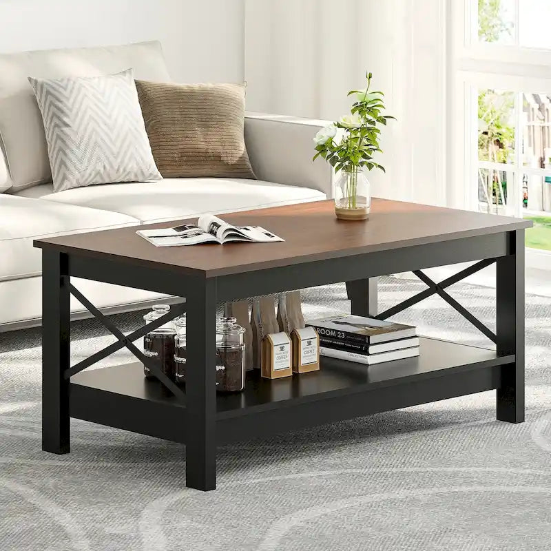 Table basse de style rustique avec fonction de rangement