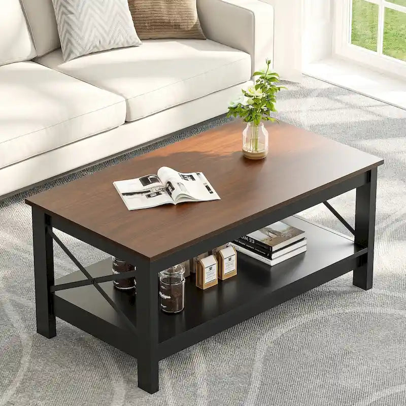 Table basse de style rustique avec fonction de rangement