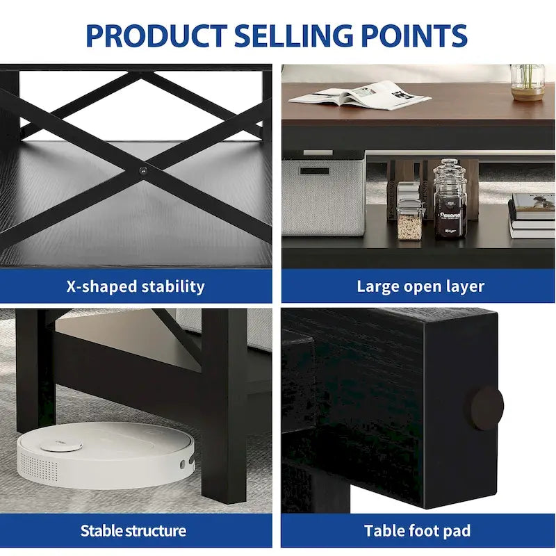 Table basse de style rustique avec fonction de rangement