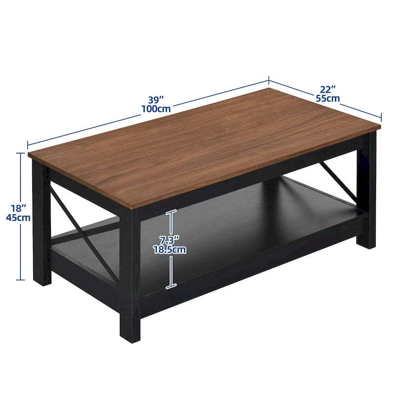 Table basse de style rustique avec fonction de rangement