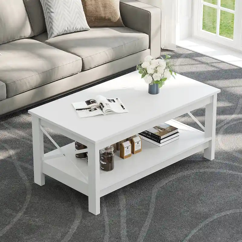 Table basse de style rustique avec fonction de rangement