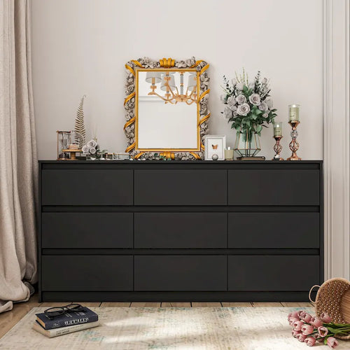 63 W 9 Drawer Dresser Accent Dresser for Living Room Bedroom Chest