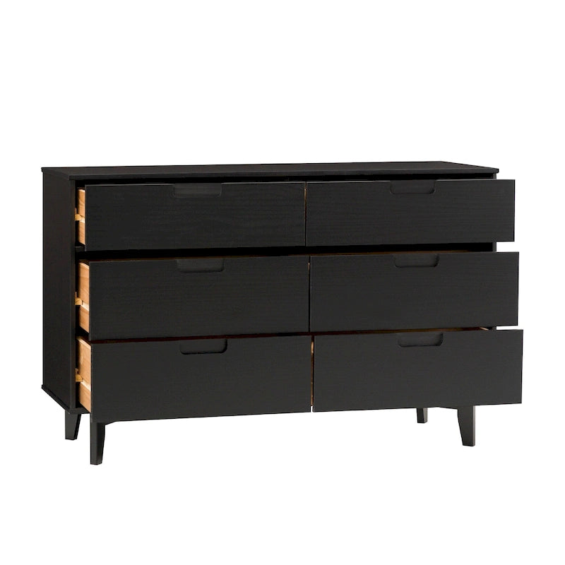 Commode médiévale en bois massif à six tiroirs