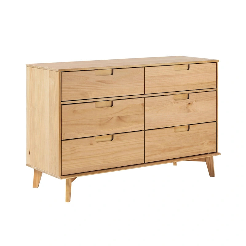 Commode médiévale en bois massif à six tiroirs