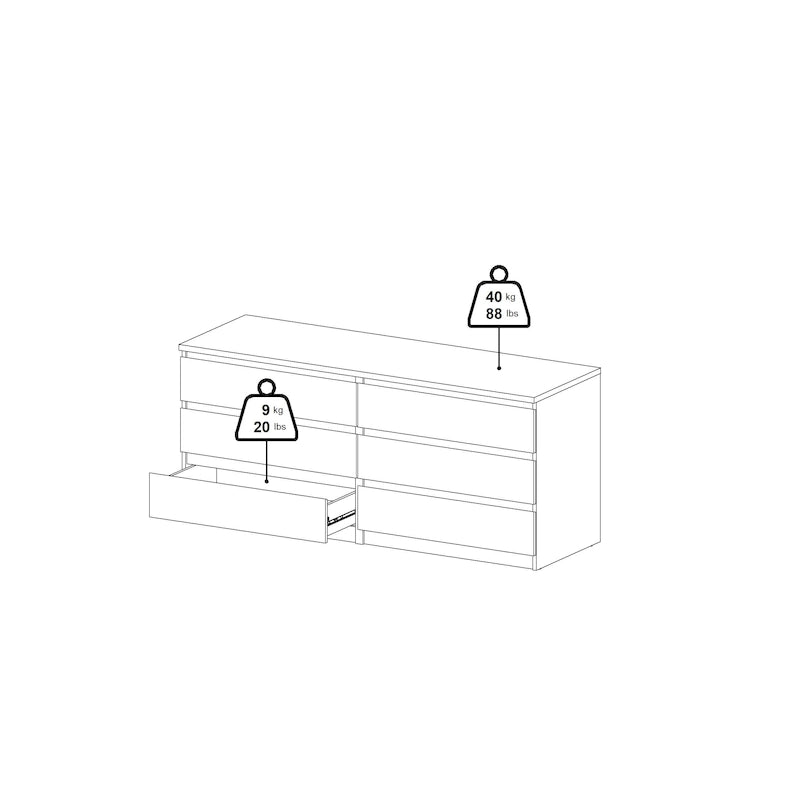 Commode double de six tiroirs
