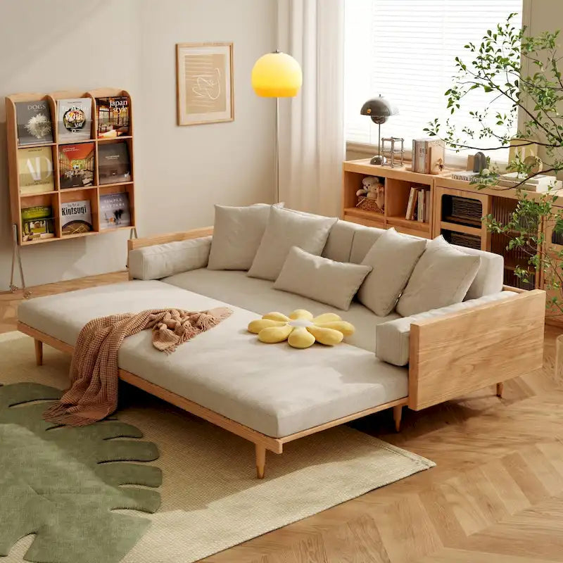Canapé-lit extensible moderne en bois massif