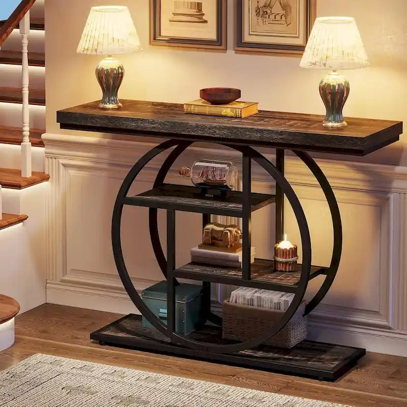 Console d'entrée, table de canapé à quatre niveaux de style industriel