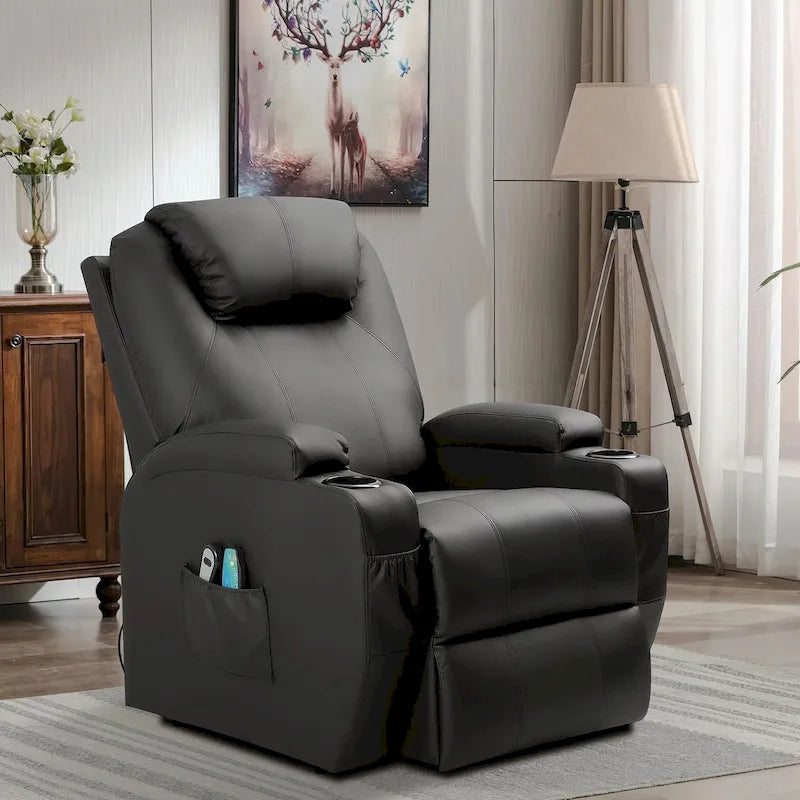 Fauteuil de massage électrique réglable en hauteur, en cuir PU.