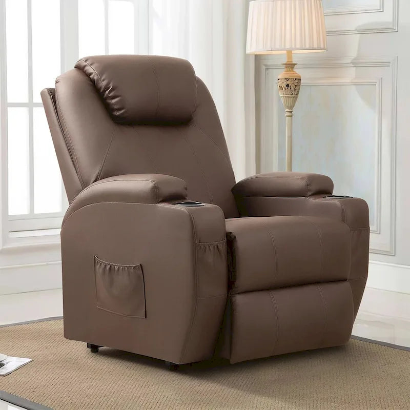 Fauteuil de massage électrique réglable en hauteur, en cuir PU.