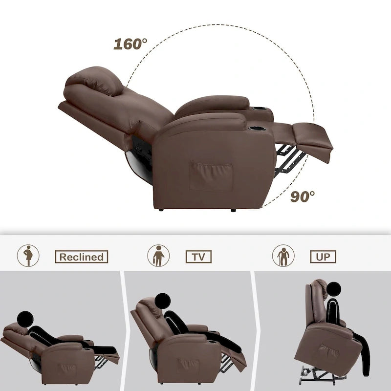 Fauteuil de massage électrique réglable en hauteur, en cuir PU.