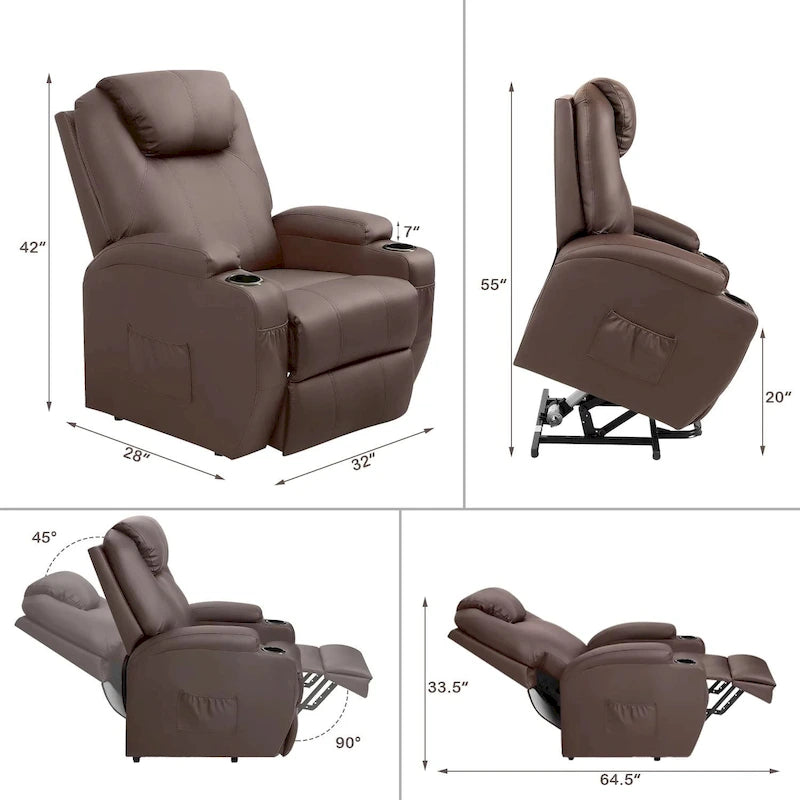 Fauteuil de massage électrique réglable en hauteur, en cuir PU.
