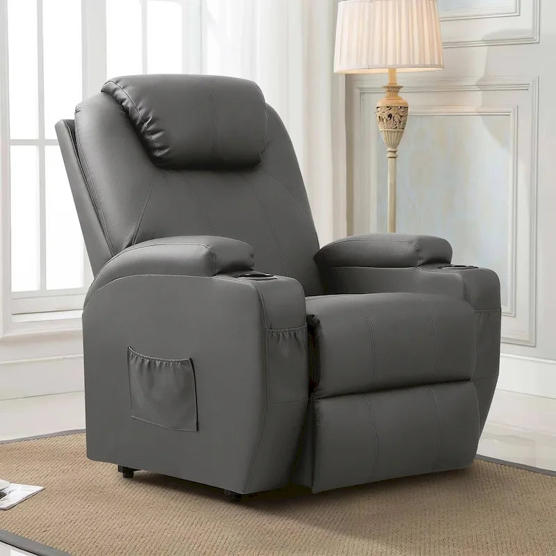 Fauteuil de massage électrique réglable en hauteur, en cuir PU.
